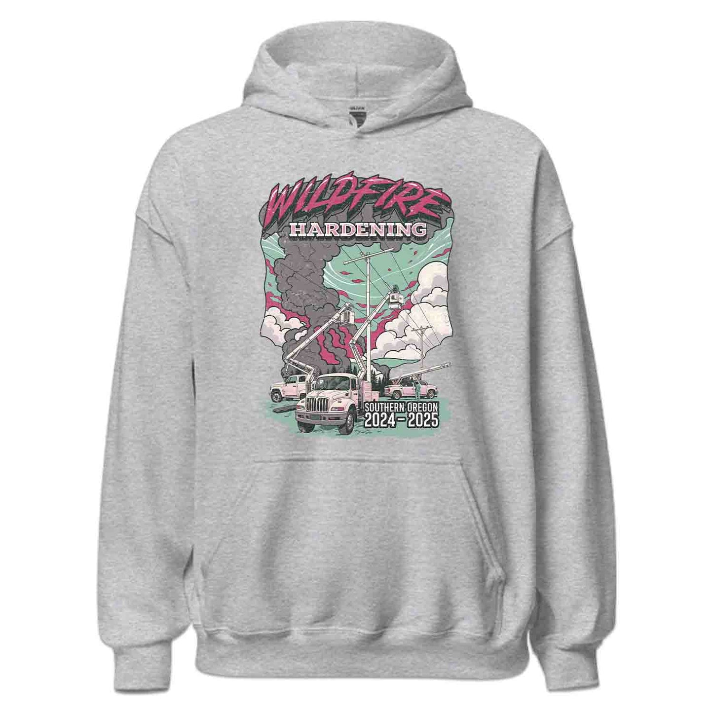 Wildfire Hardening Lineman T-Shirt, Utility Crew Sweatshirt, Power Line Worker Hoodie | PRODUCT CODE: WICLDUENBCP