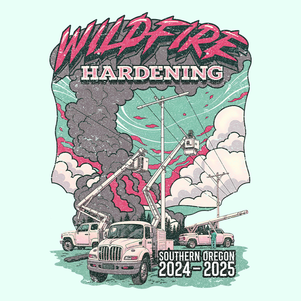 Wildfire Hardening Lineman T-Shirt, Utility Crew Sweatshirt, Power Line Worker Hoodie | PRODUCT CODE: WICLDUENBCP
