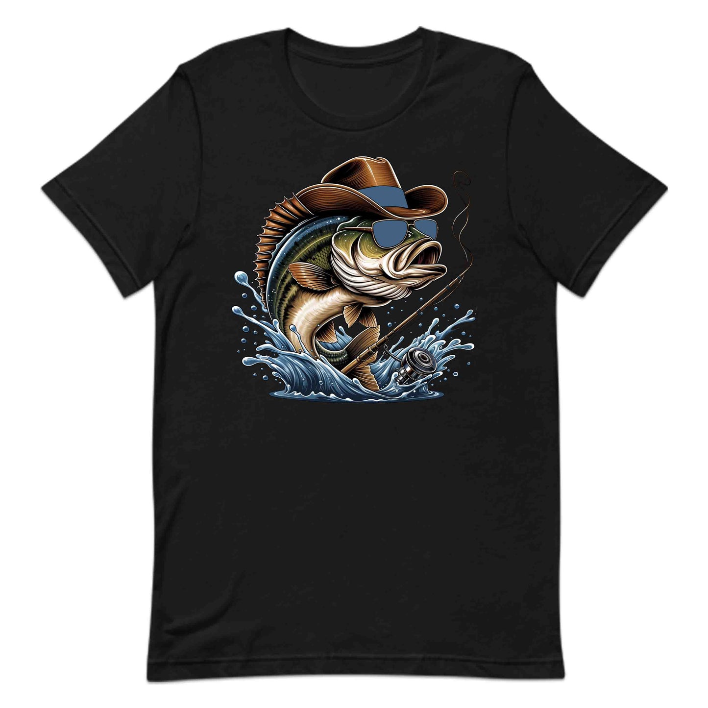 Western Bass Fishing Outdoor Fishermen Cowboy Bass with Sunglasses | PRODUCT CODE: WSTRNBSFHCSM