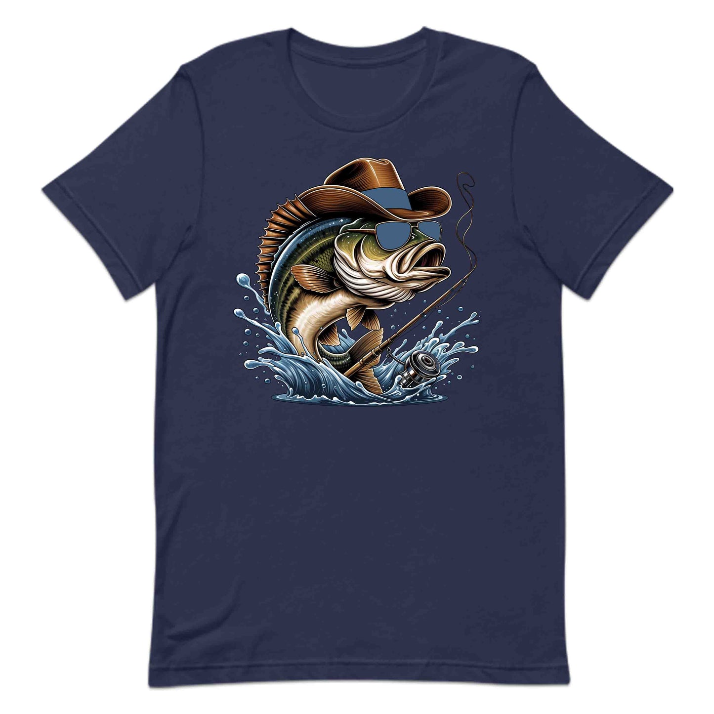 Western Bass Fishing Outdoor Fishermen Cowboy Bass with Sunglasses | PRODUCT CODE: WSTRNBSFHCSM