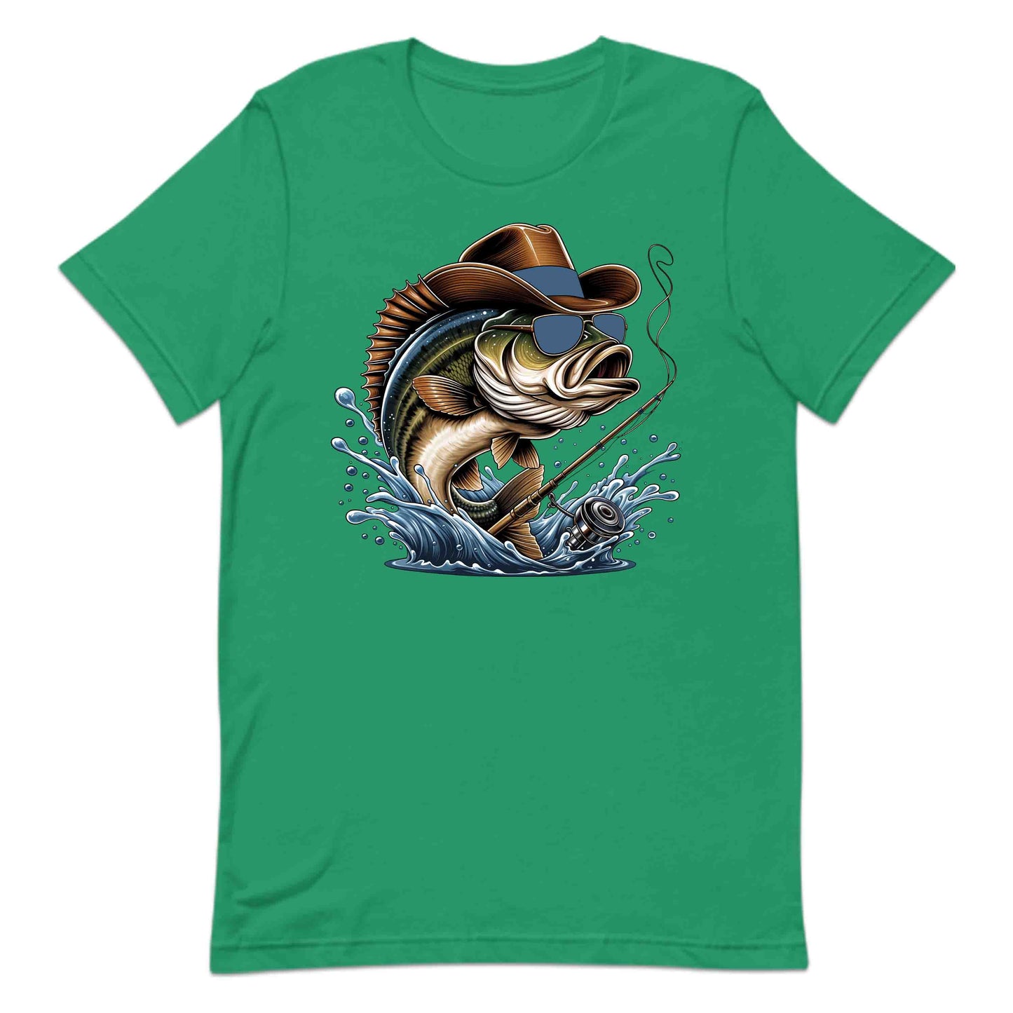 Western Bass Fishing Outdoor Fishermen Cowboy Bass with Sunglasses | PRODUCT CODE: WSTRNBSFHCSM