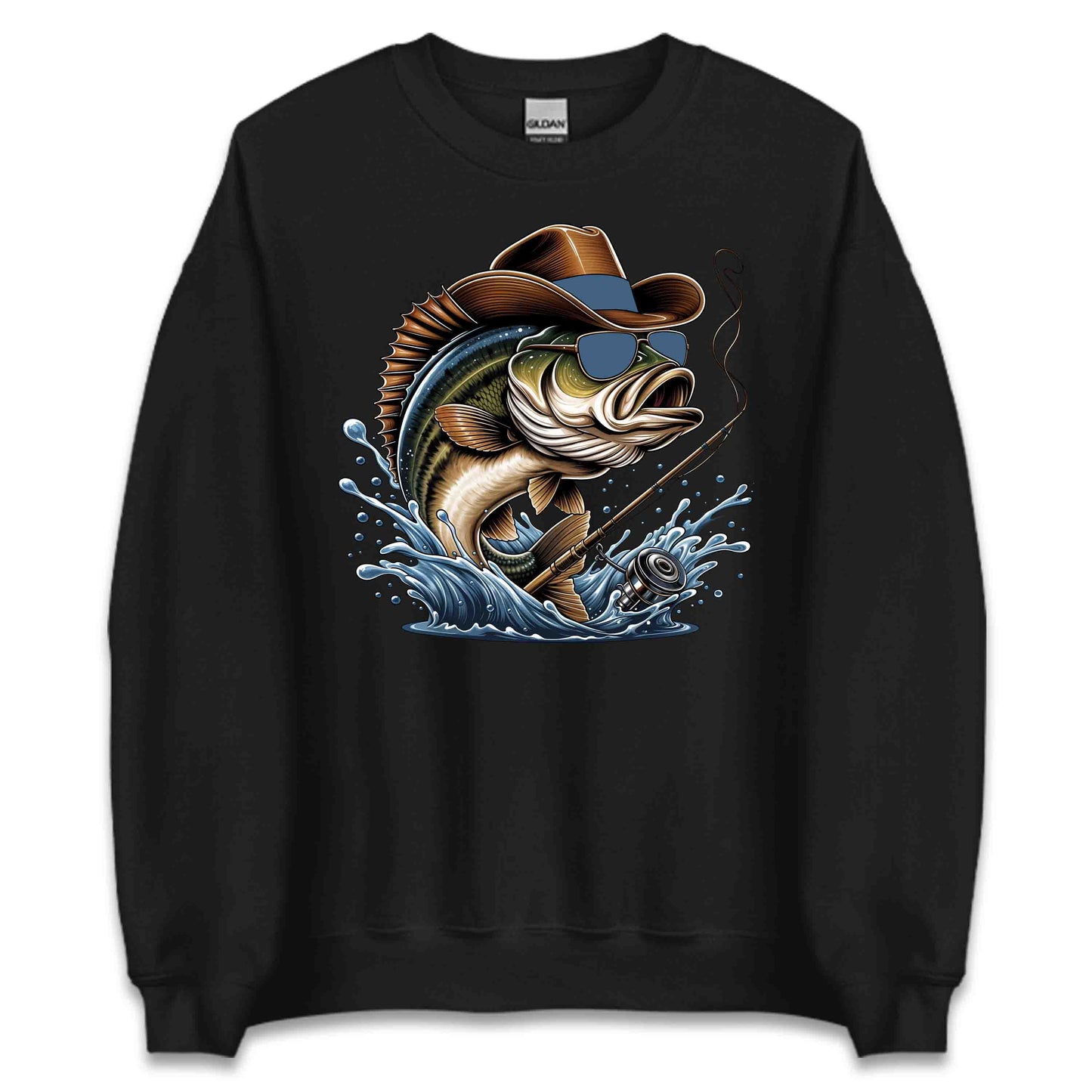 Western Bass Fishing Outdoor Fishermen Cowboy Bass with Sunglasses | PRODUCT CODE: WSTRNBSFHCSM