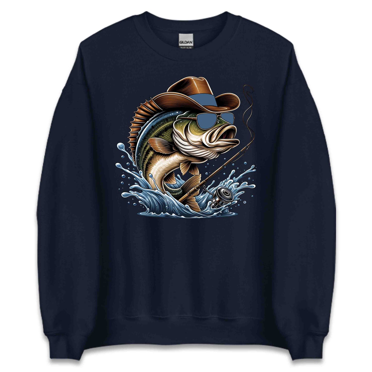 Western Bass Fishing Outdoor Fishermen Cowboy Bass with Sunglasses | PRODUCT CODE: WSTRNBSFHCSM