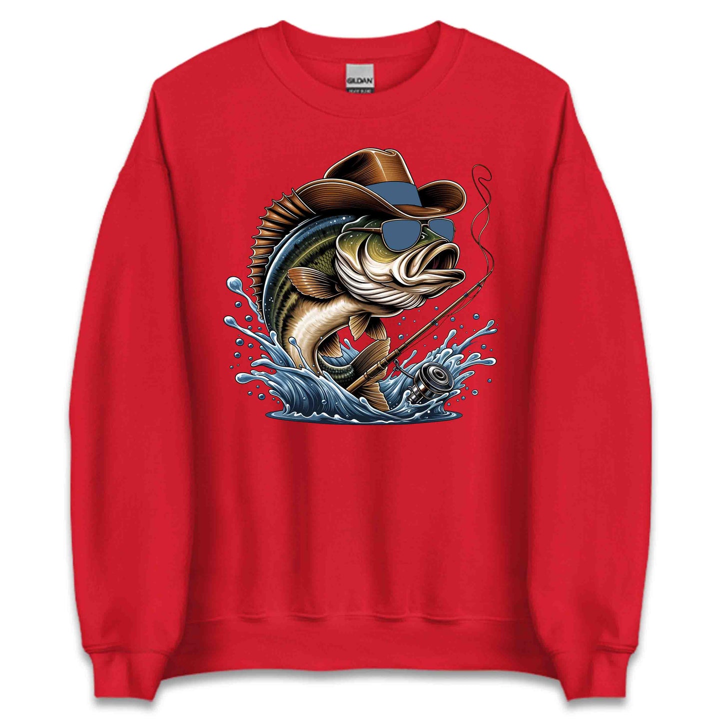 Western Bass Fishing Outdoor Fishermen Cowboy Bass with Sunglasses | PRODUCT CODE: WSTRNBSFHCSM