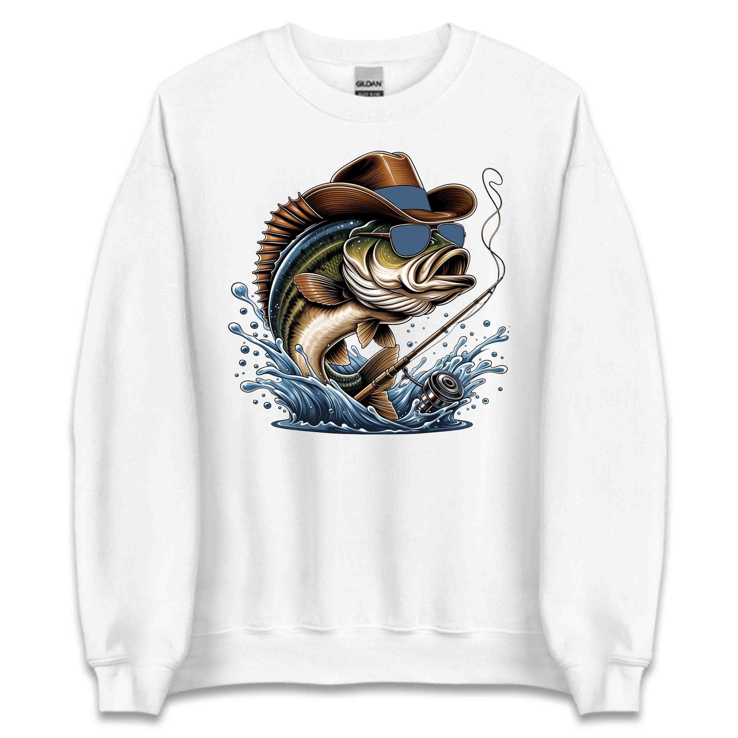 Western Bass Fishing Outdoor Fishermen Cowboy Bass with Sunglasses | PRODUCT CODE: WSTRNBSFHCSM