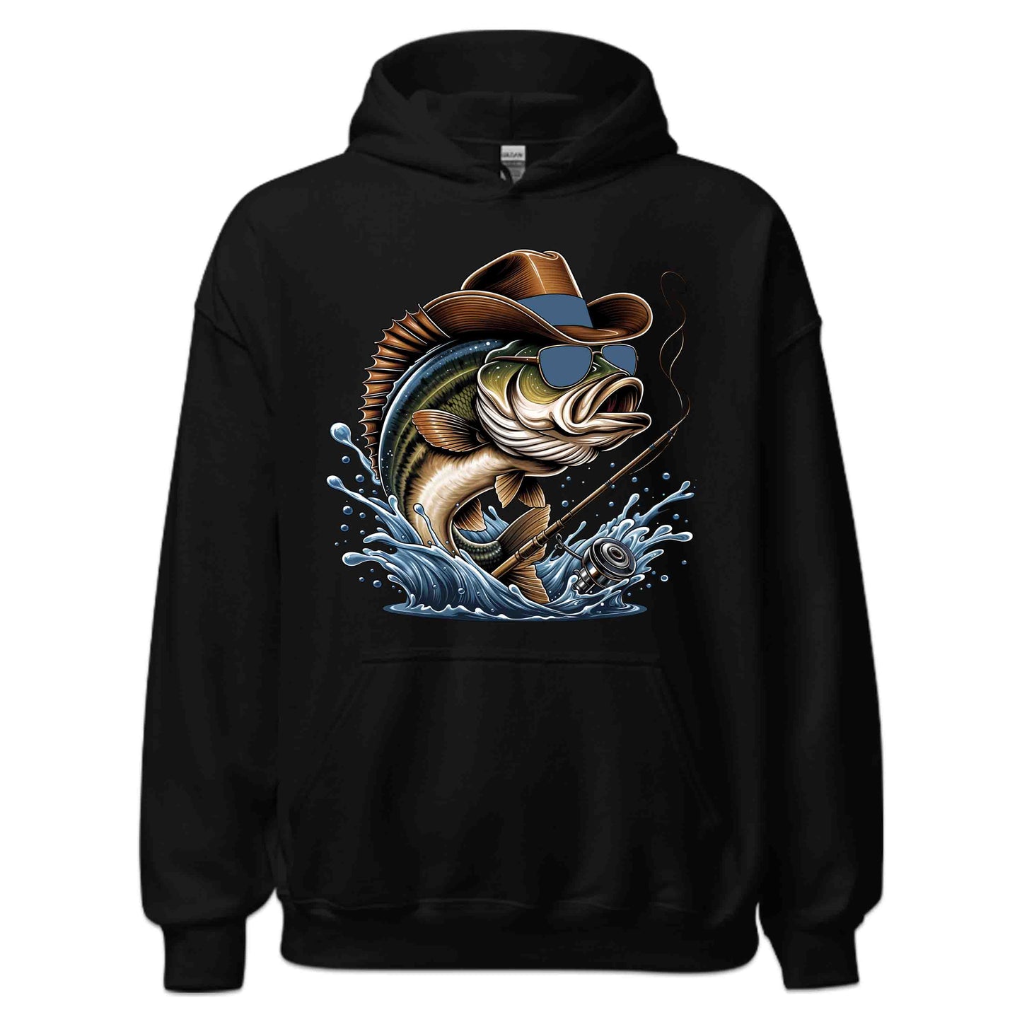 Western Bass Fishing Outdoor Fishermen Cowboy Bass with Sunglasses | PRODUCT CODE: WSTRNBSFHCSM