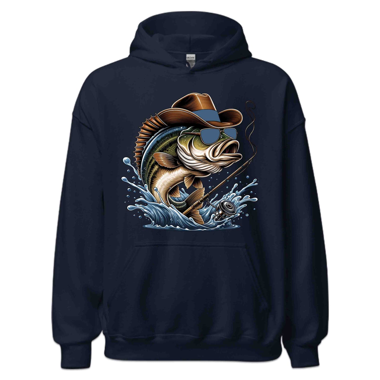 Western Bass Fishing Outdoor Fishermen Cowboy Bass with Sunglasses | PRODUCT CODE: WSTRNBSFHCSM