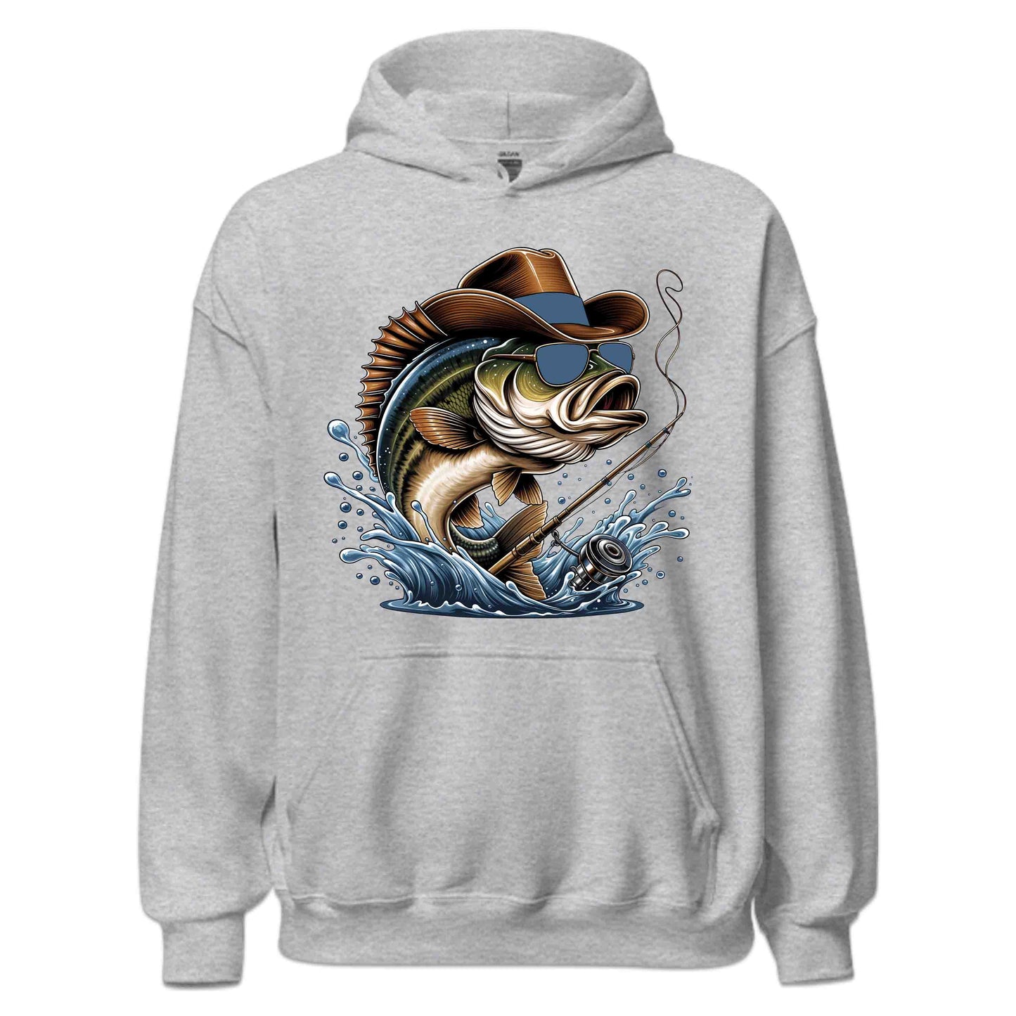 Western Bass Fishing Outdoor Fishermen Cowboy Bass with Sunglasses | PRODUCT CODE: WSTRNBSFHCSM