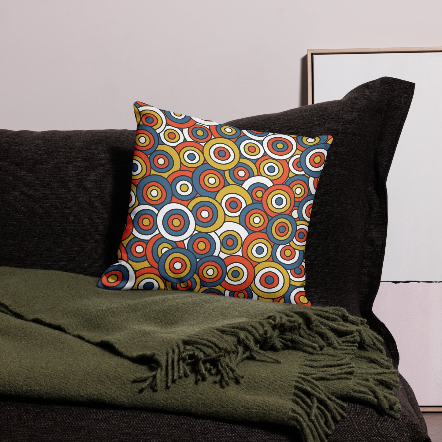 Retro Colored Circles Pattern All-Over Print Premium Pillow