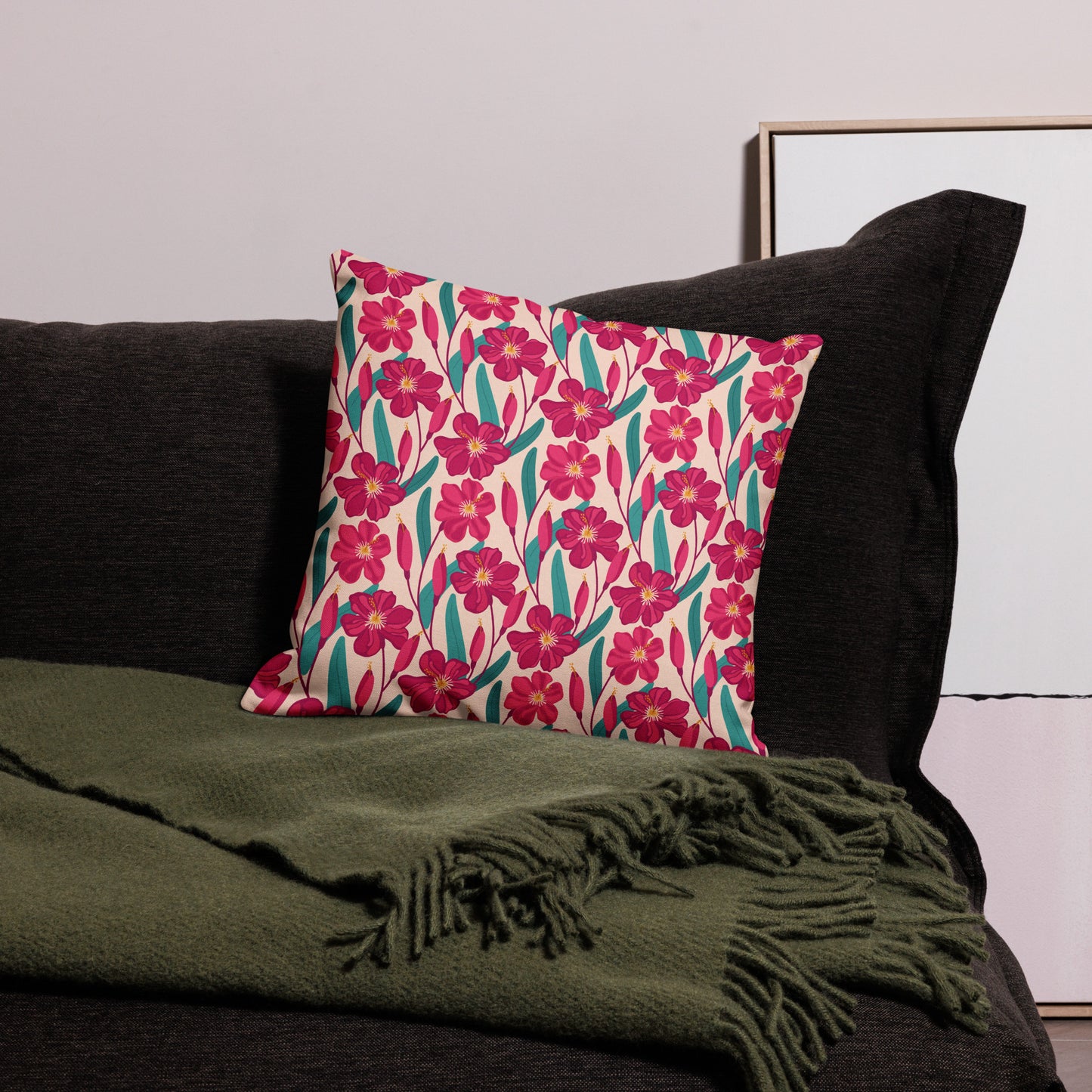 Hibiscus Flower Pattern All-Over Print Premium Pillow