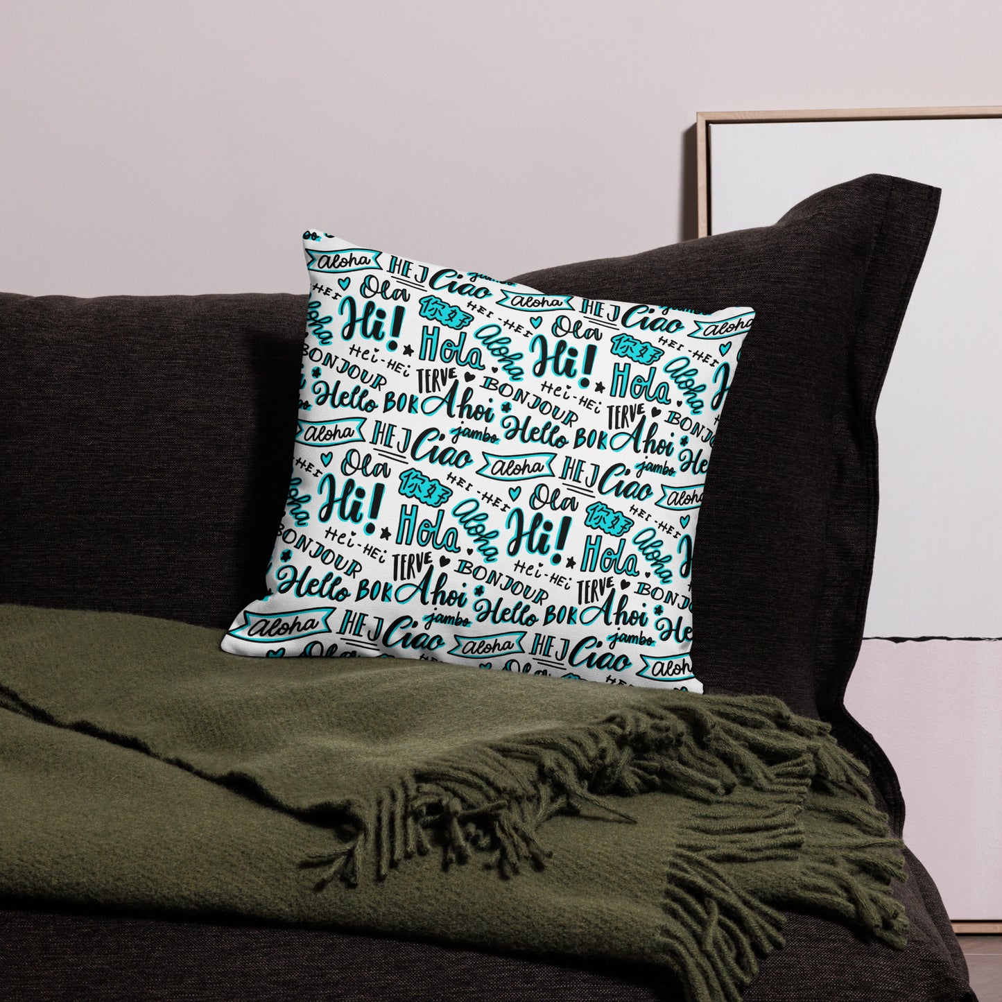 Hello Word Different Languages All-Over Print Premium Pillow