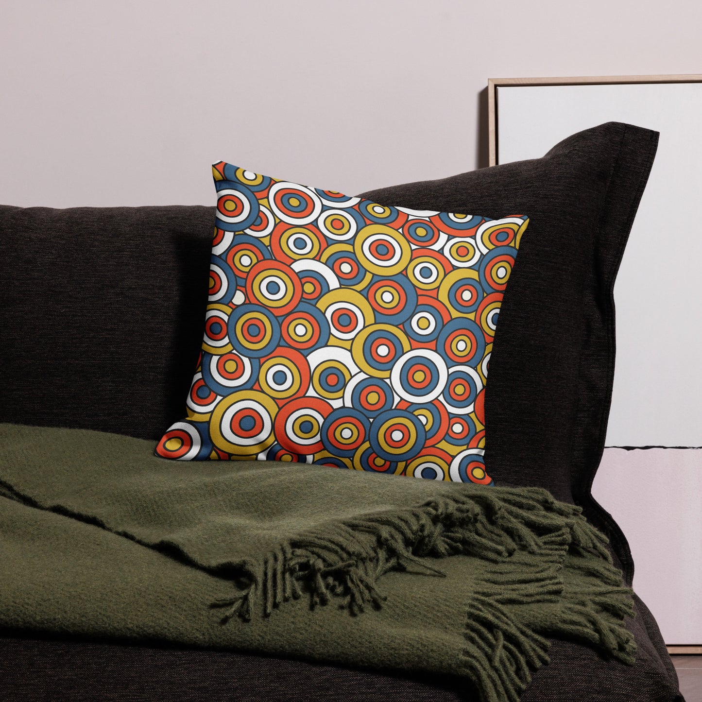 Retro Colored Circles Pattern All-Over Print Premium Pillow