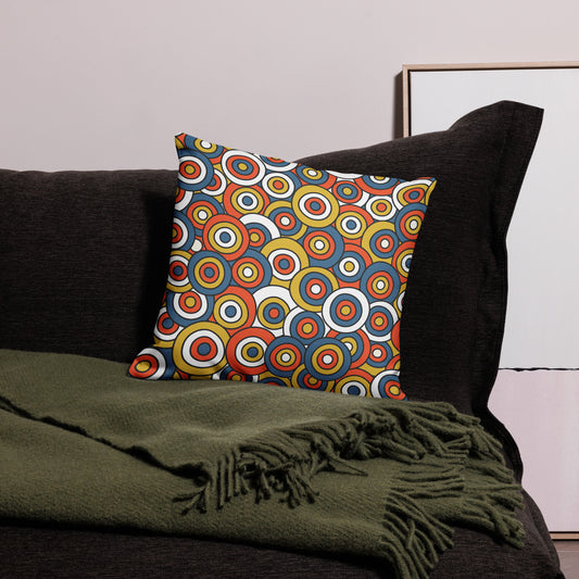 Retro Colored Circles Pattern All-Over Print Premium Pillow