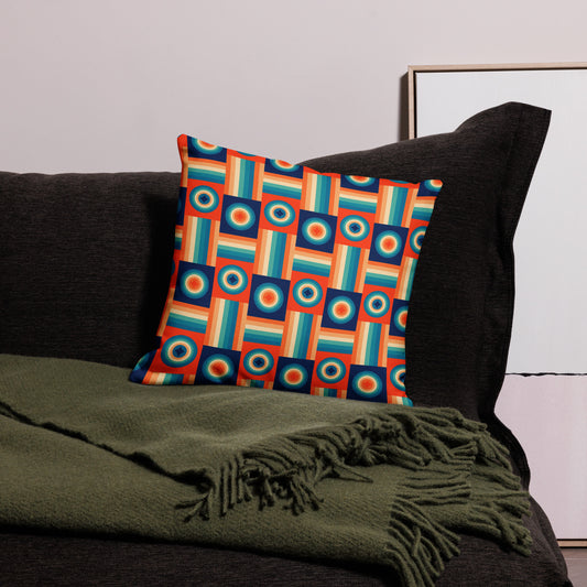 Vintage Retro Colors Geometric Groovy Pattern All-Over Print Premium Pillow