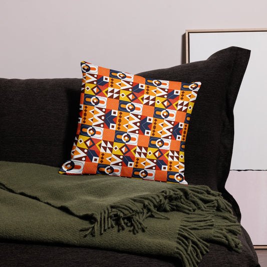 Polygonal Motif Pattern All-Over Print Premium Pillow