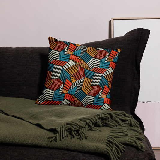 Seamless Abstract Pattern Depicting Colored Lines All-Over Print Premium Pillow