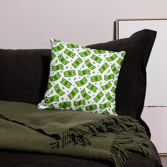 Dollar Currency Banknotes Pattern All-Over Print Premium Pillow