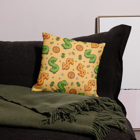 Dollar Currency Sign Pattern All-Over Print Premium Pillow