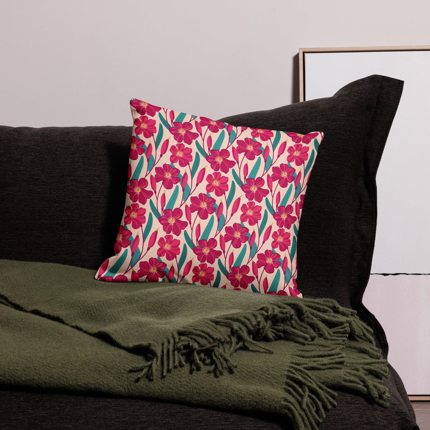 Hibiscus Flower Pattern All-Over Print Premium Pillow