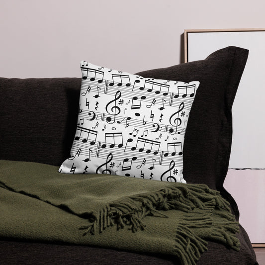 Seamless Music Notes Scales All-Over Print Premium Pillow