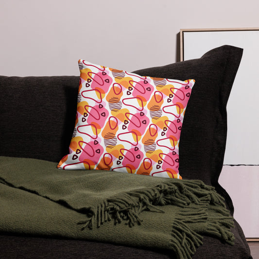 Abstract Doodle Pattern All-Over Print Premium Pillow