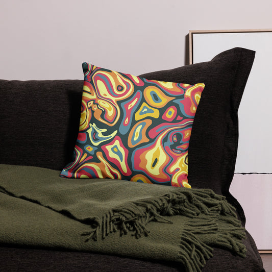 Colorful Groovy Psychedelic Pattern All-Over Print Premium Pillow