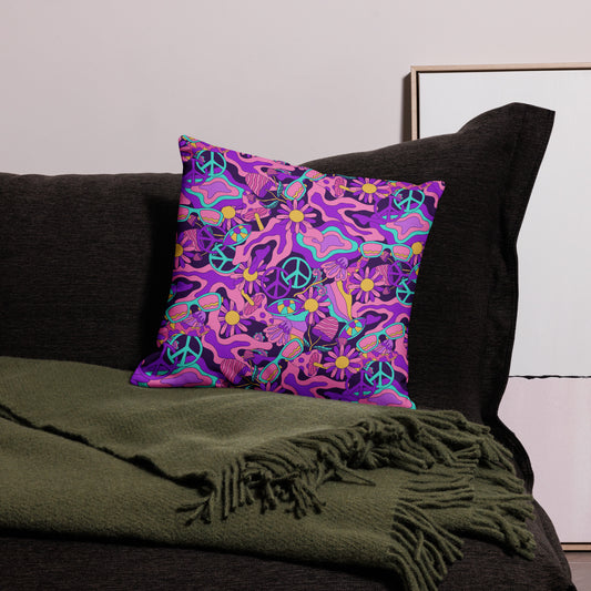 Colorful Psychedelic Pattern All-Over Print Premium Pillow
