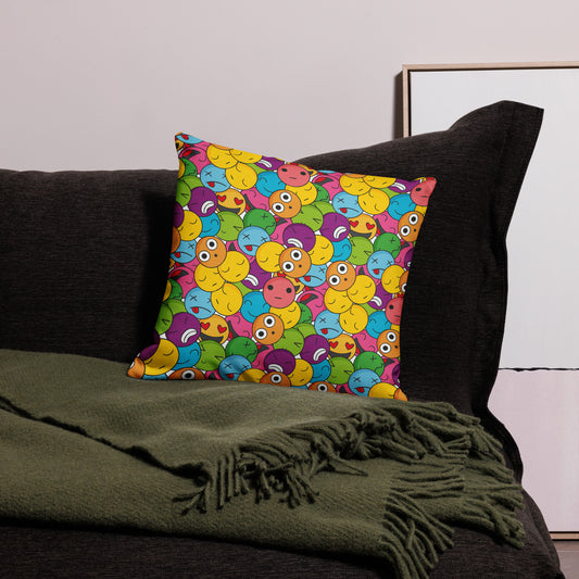 Creative Colorful Emoticons Pattern All-Over Print Premium Pillow