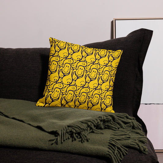 Funny Distorted Emoticons All-Over Print Premium Pillow