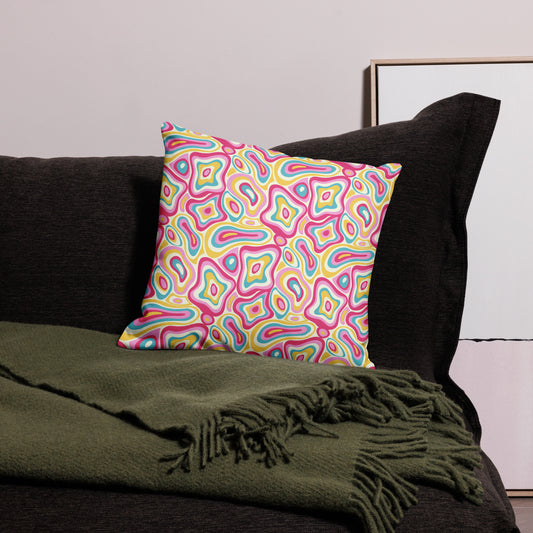 Colorful Groovy Psychedelic Pattern All-Over Print Premium Pillow