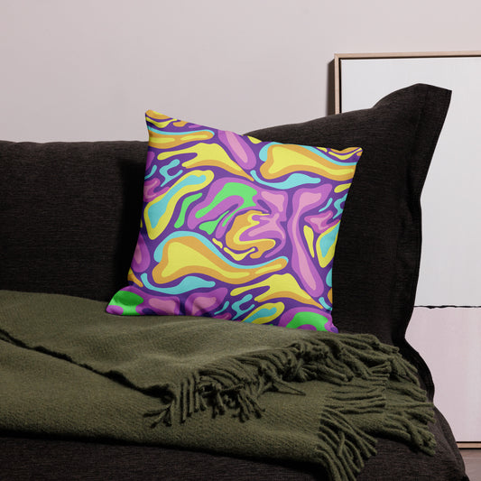 Colorful Groovy Psychedelic Wave Pattern All-Over Print Premium Pillow
