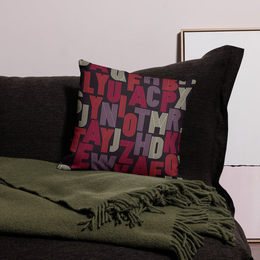 Retro Style Alphabets Pattern All-Over Print Premium Pillow