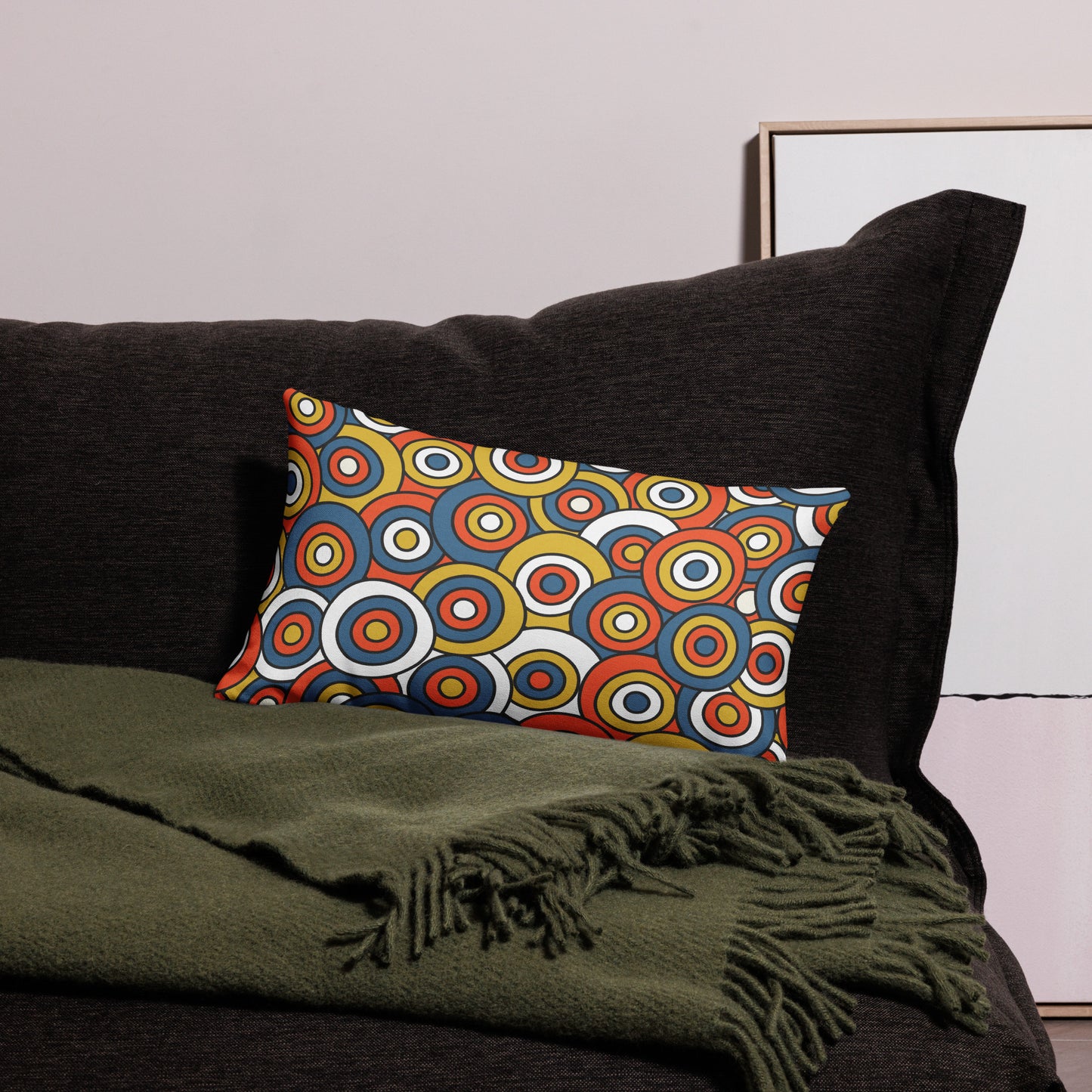 Retro Colored Circles Pattern All-Over Print Premium Pillow