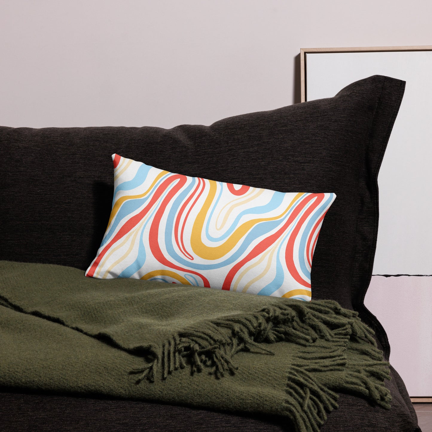 Colorful Wavy Pattern All-Over Print Premium Pillow