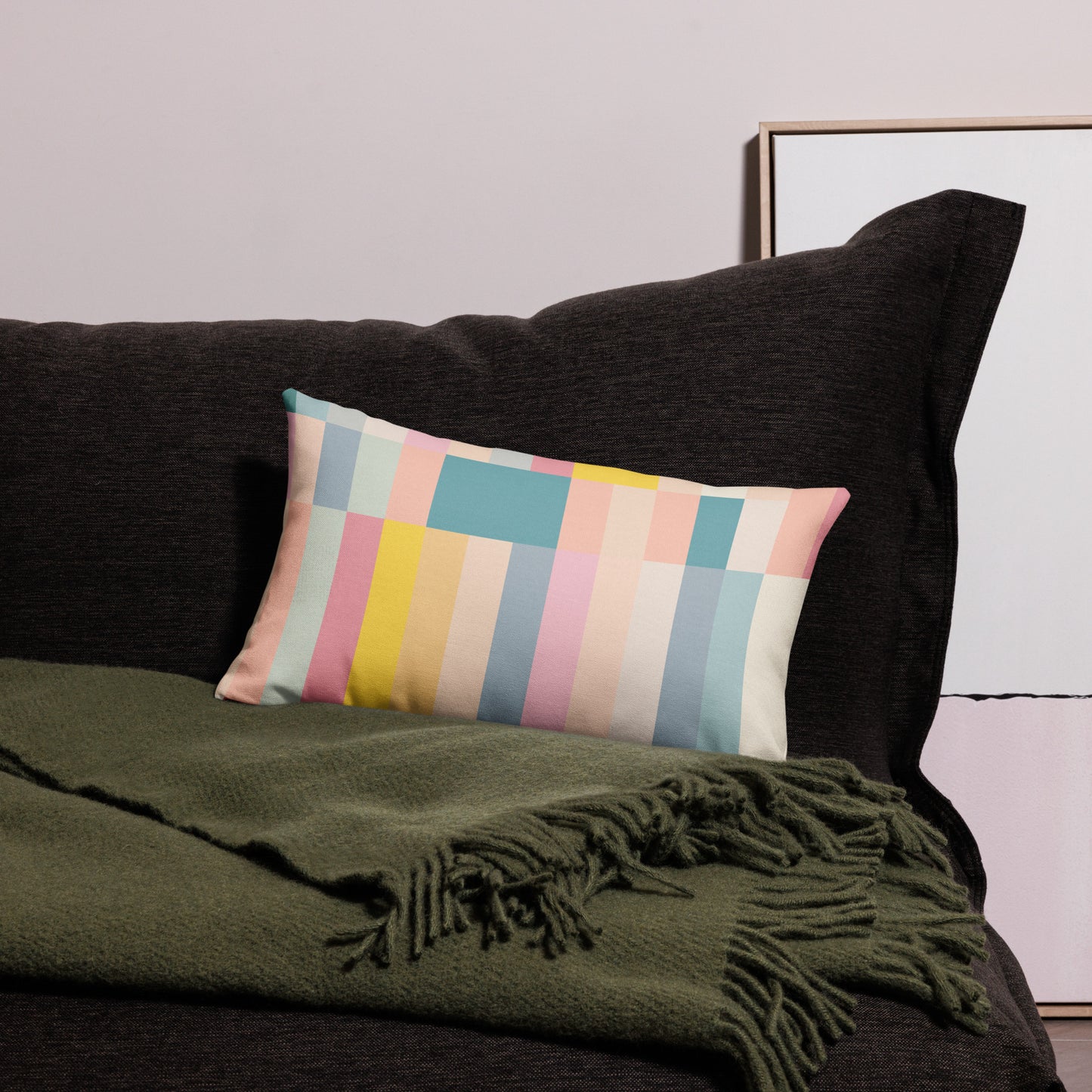 Abstract Pastel Stripes All-Over Print Premium Pillow