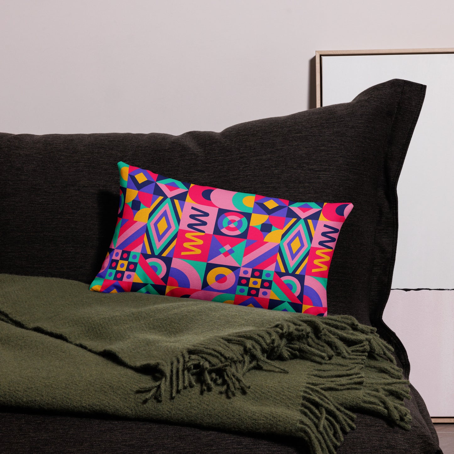 Colorful Geometric Pattern All-Over Print Premium Pillow