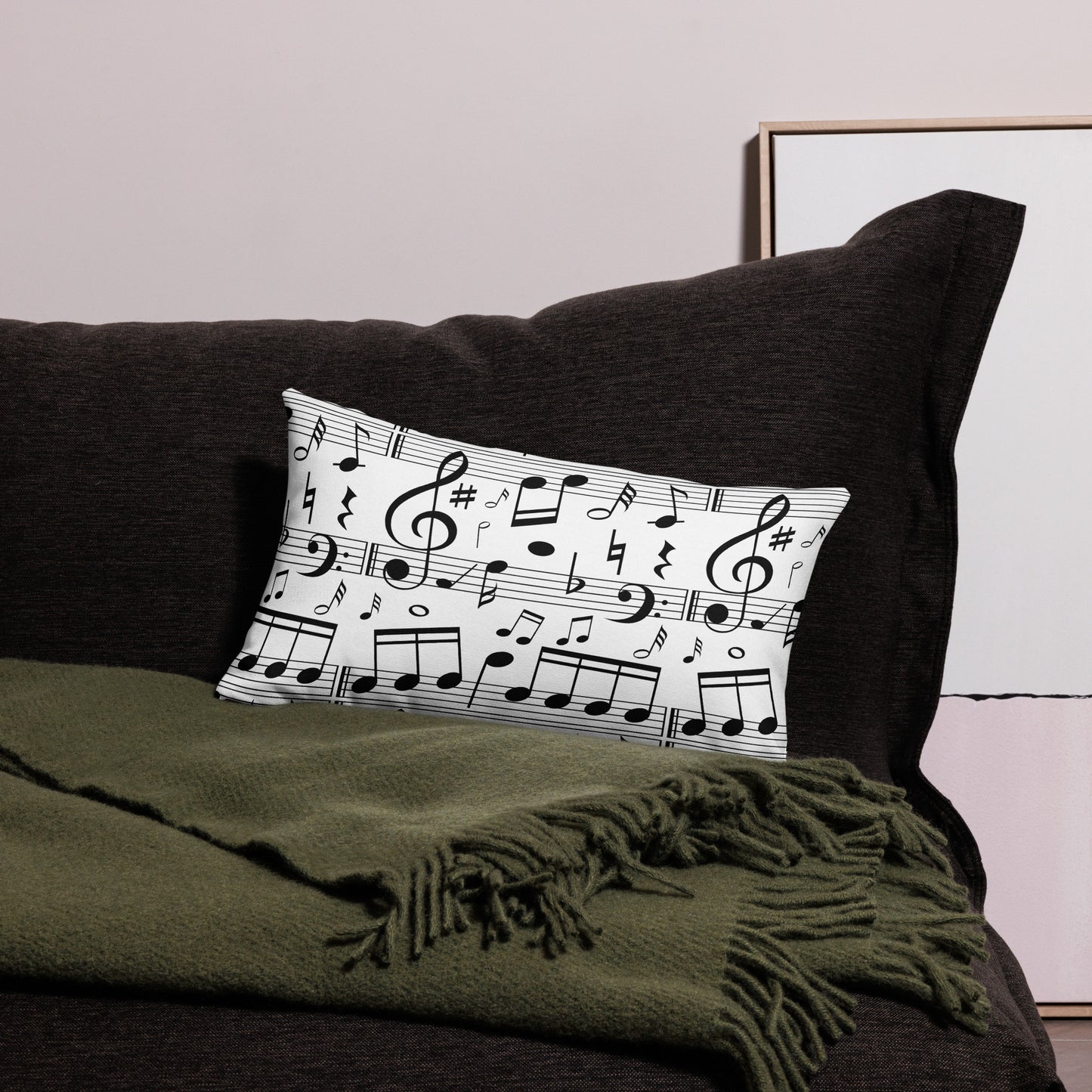 Seamless Music Notes Scales All-Over Print Premium Pillow