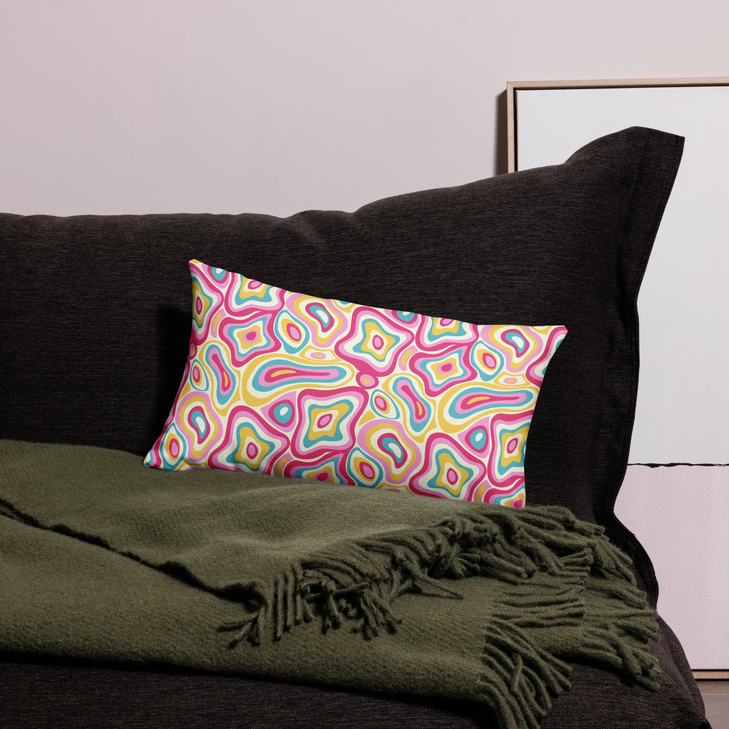 Colorful Groovy Psychedelic Pattern All-Over Print Premium Pillow