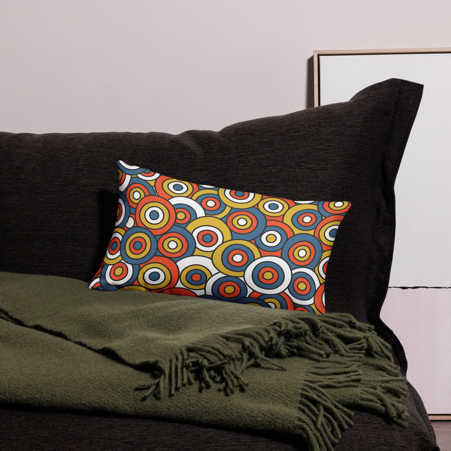 Retro Colored Circles Pattern All-Over Print Premium Pillow