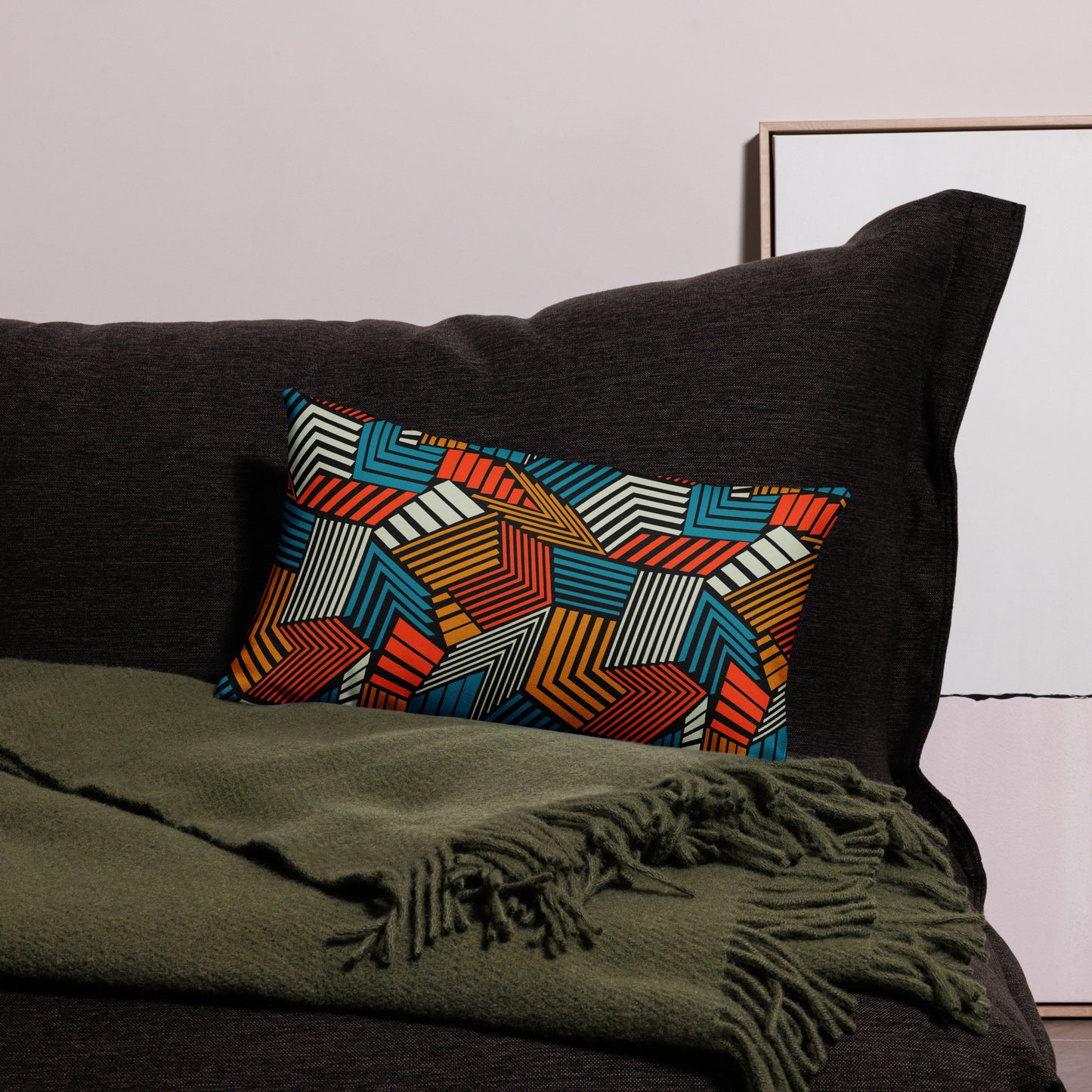 Seamless Abstract Pattern Depicting Colored Lines All-Over Print Premium Pillow