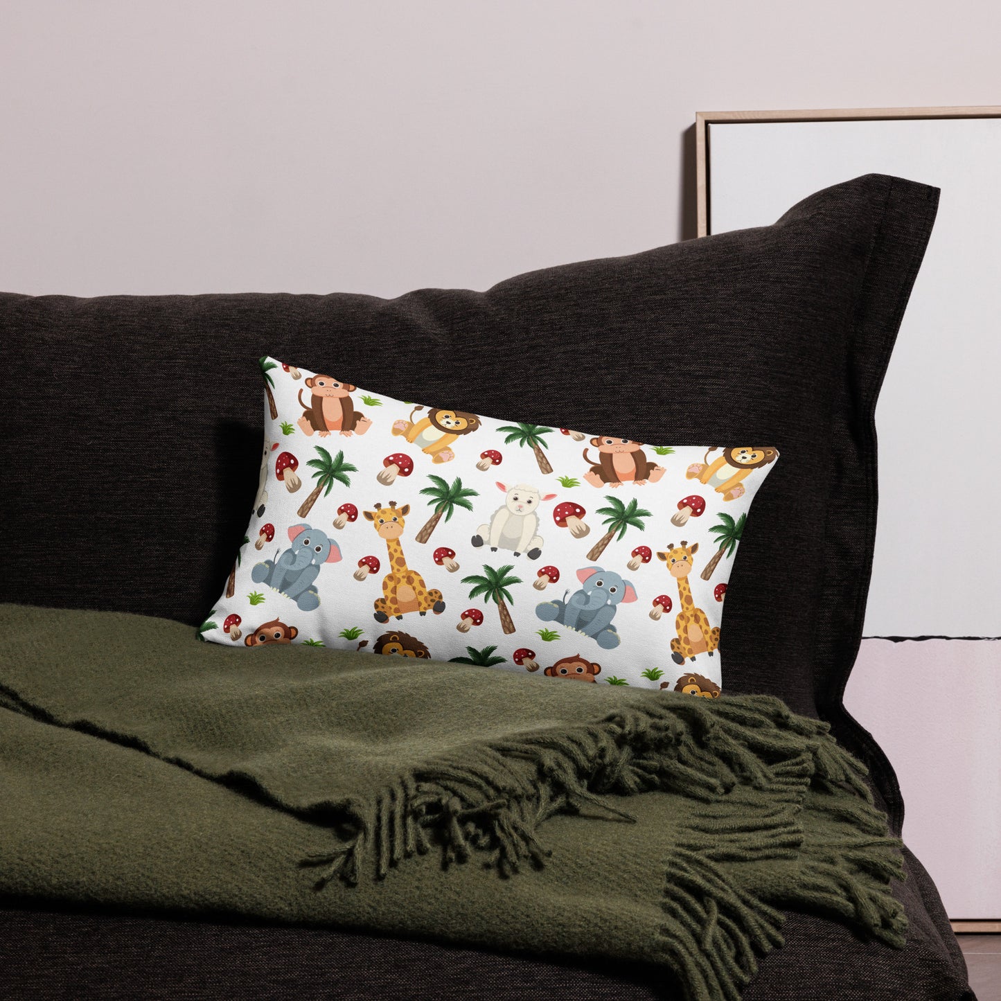 Cute Animals Seamless Pattern All-Over Print Premium Pillow
