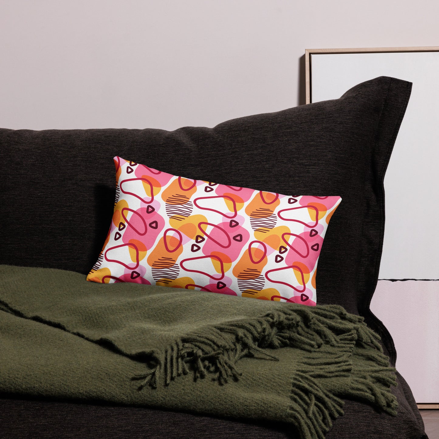 Abstract Doodle Pattern All-Over Print Premium Pillow