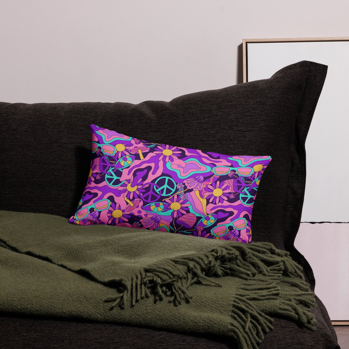 Colorful Psychedelic Pattern All-Over Print Premium Pillow