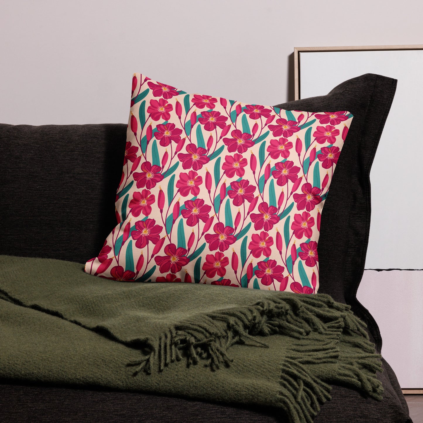 Hibiscus Flower Pattern All-Over Print Premium Pillow