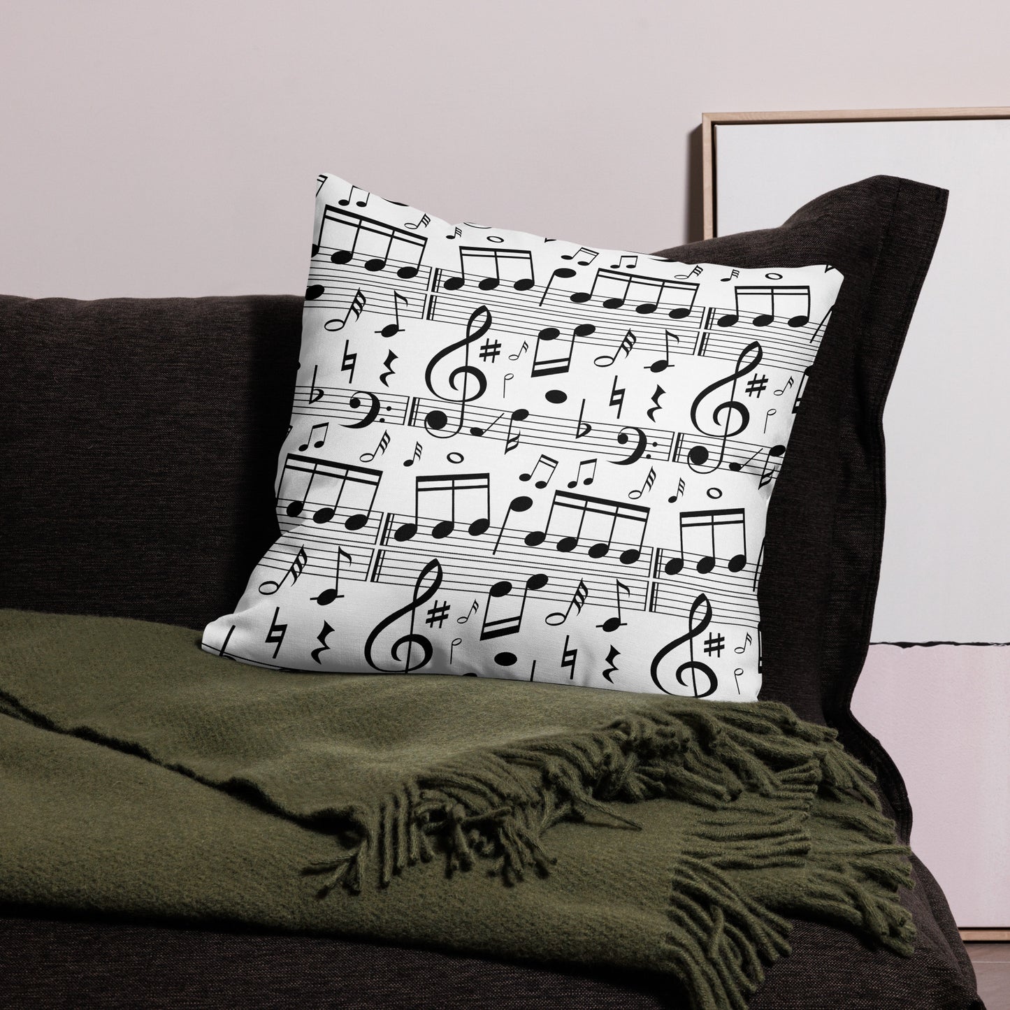 Seamless Music Notes Scales All-Over Print Premium Pillow
