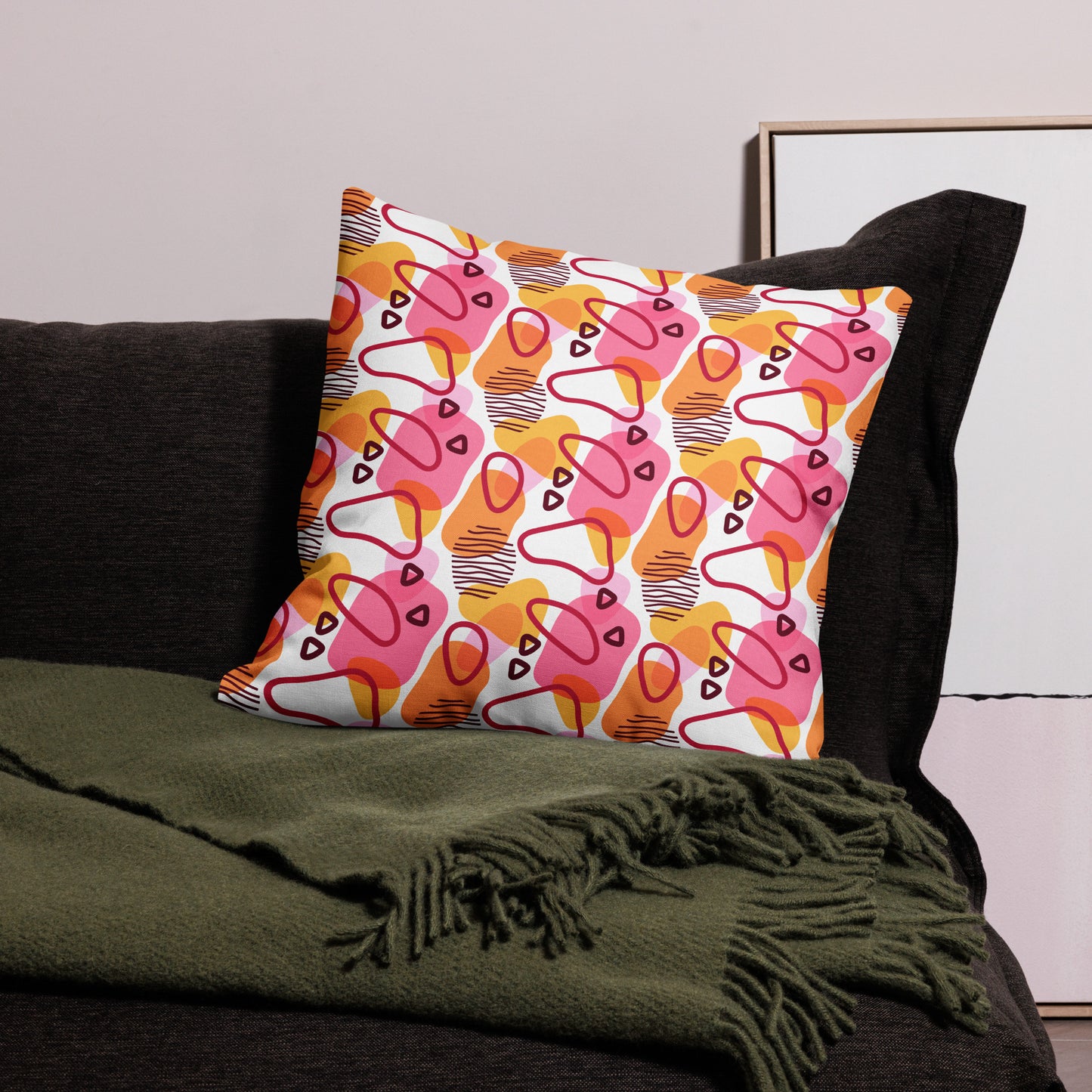 Abstract Doodle Pattern All-Over Print Premium Pillow