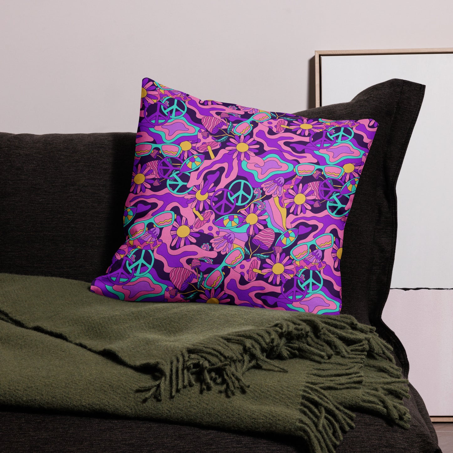 Colorful Psychedelic Pattern All-Over Print Premium Pillow