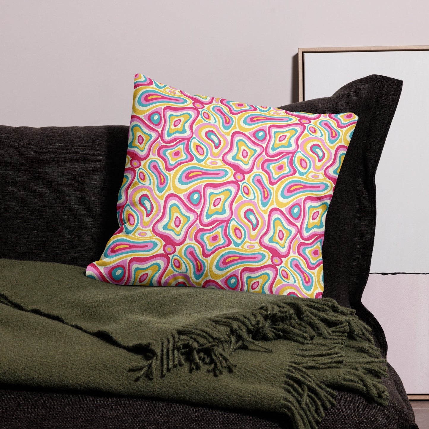 Colorful Groovy Psychedelic Pattern All-Over Print Premium Pillow