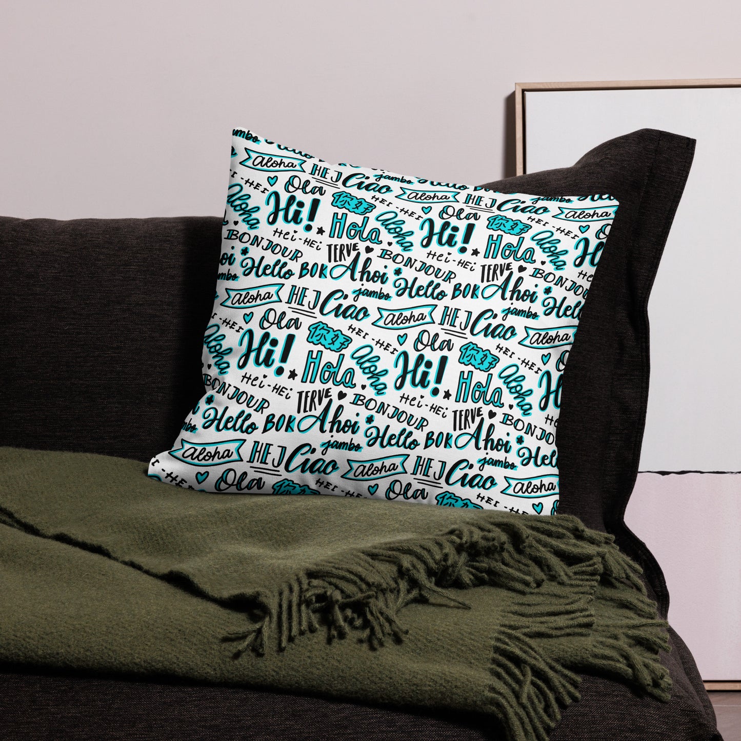 Hello Word Different Languages All-Over Print Premium Pillow