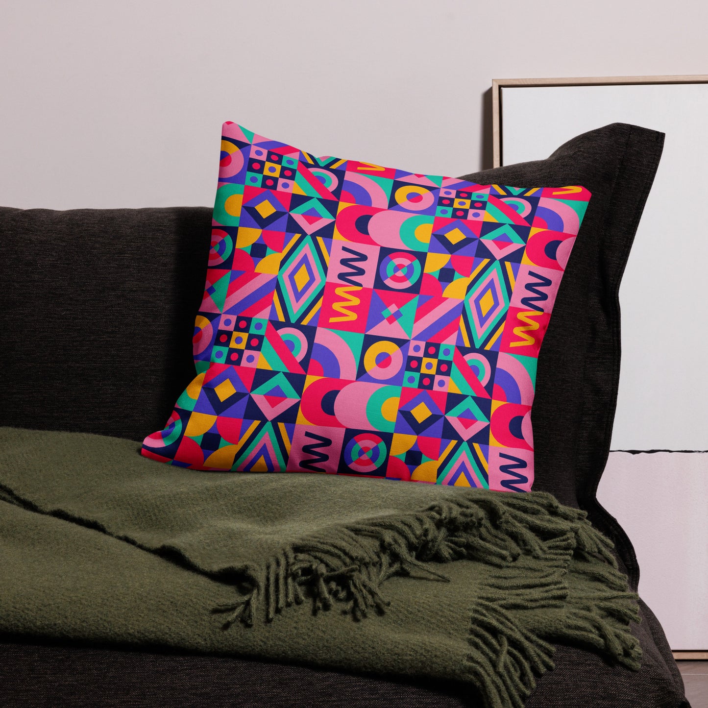 Colorful Geometric Pattern All-Over Print Premium Pillow